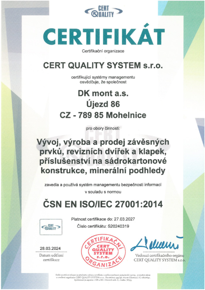 ČSN EN ISO/IEC 27001:2014